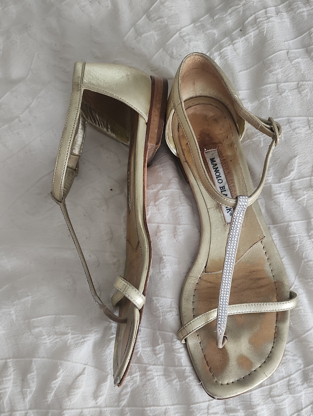 Mqnolo Blahnik Goldwn Sandals Size 37.5 Fits US Size 7
